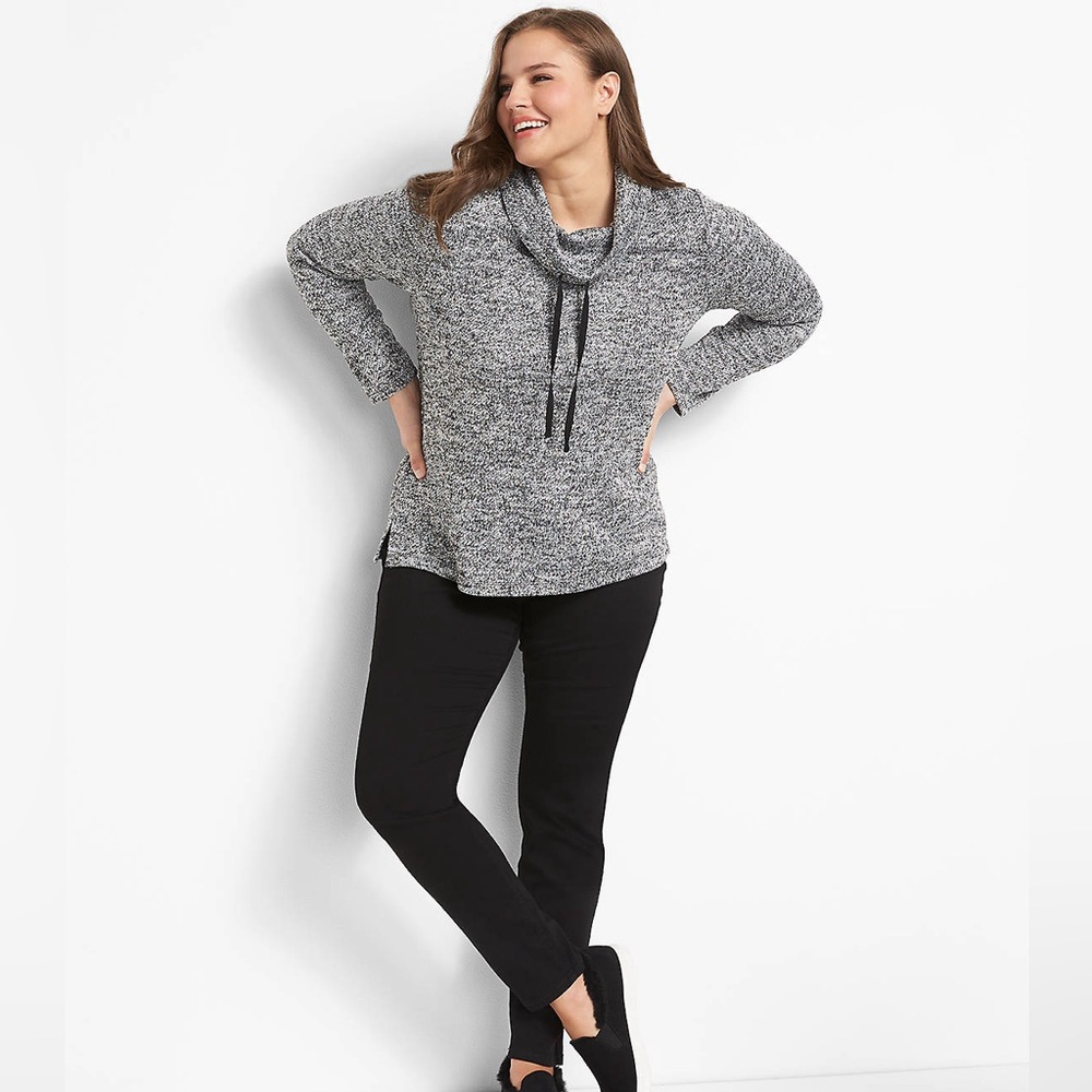 Lane Bryant Sweatshirt cowl neck boucle black white 18/20 Size NWT - Picture 3 of 8